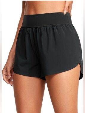 CRZ YOGA High Waisted Split Running Shorts for Women 3"